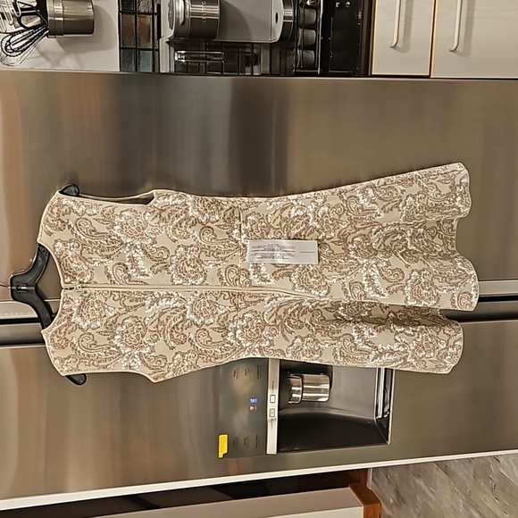 💕BCBGMAXAZRIA💕 Alix Jacquard Dress Light Stone Floral Tapestry Large NWT - Picture 8 of 16